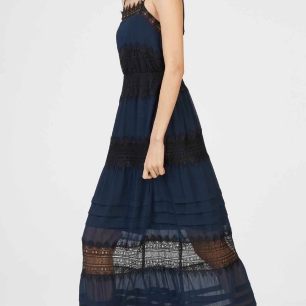 Club Monoco navy dress w/ black lace